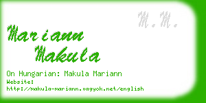mariann makula business card